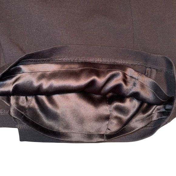 EILEEN FISHER Black Ponte Knit Asymmetric Neck Stretch Sheath Dress LBD Size 2 - Picture 11 of 16